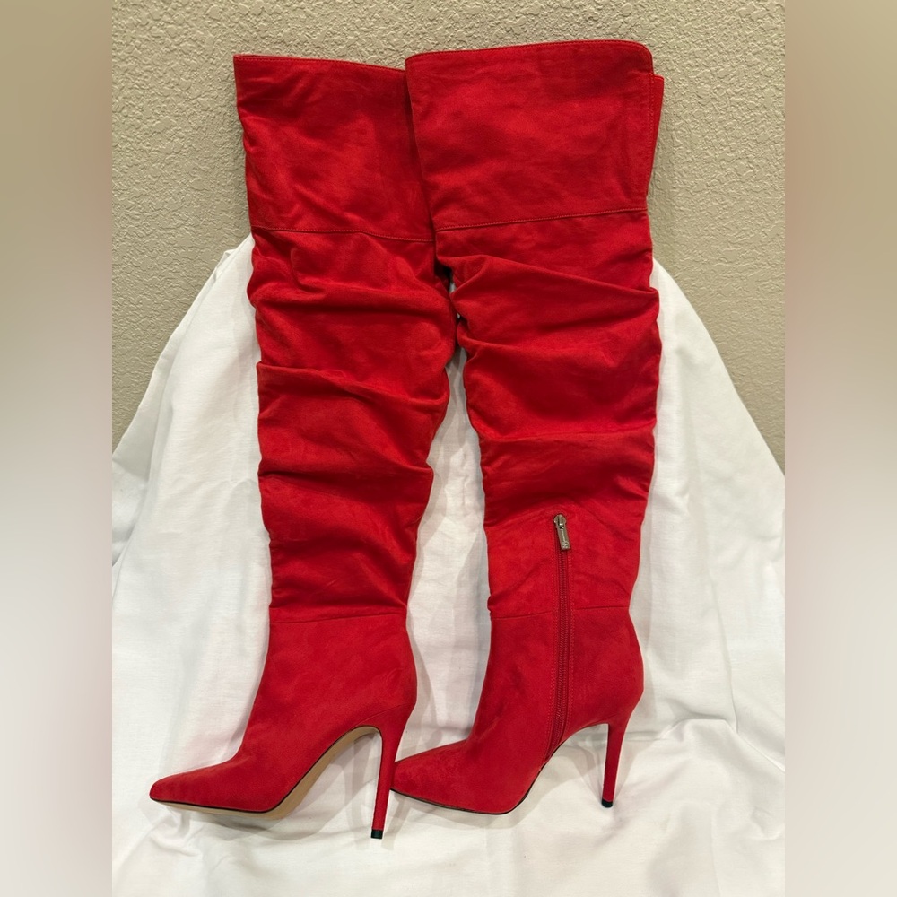 Jessica Simpson Vibrant Red Over-the-Knee Boots